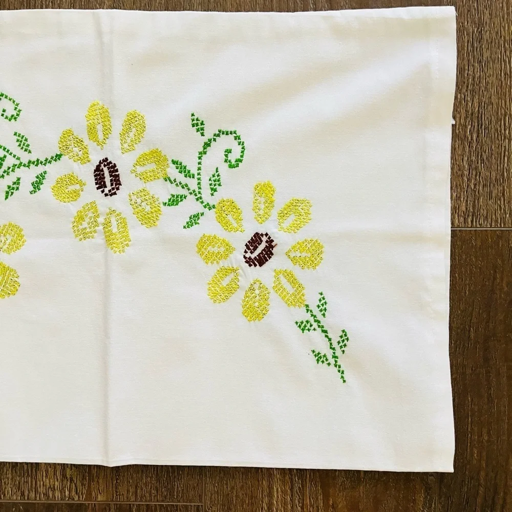 Floral Embroidered White Throw Pillows 17/26 inches